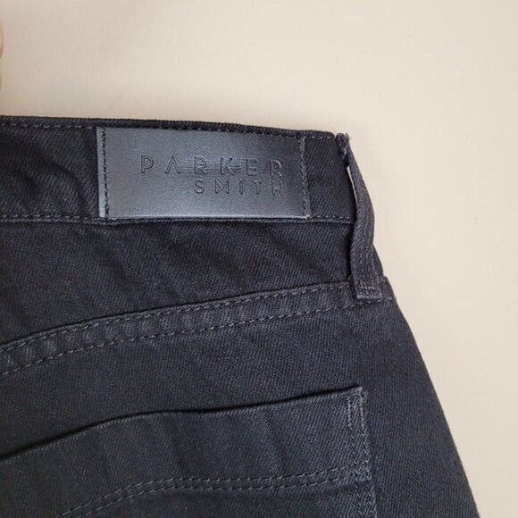 Parker Smith Black Straight Leg Crop Jeans Gingham Patch Black Size 29 - Picture 12 of 12